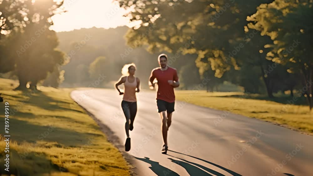 Couple Running Down Road Generative AI
