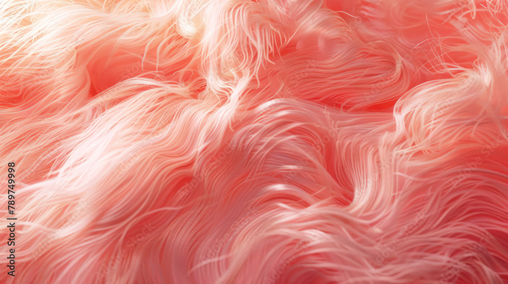 Abstract Fur background, concept color of the year 2024 Coral Mist.