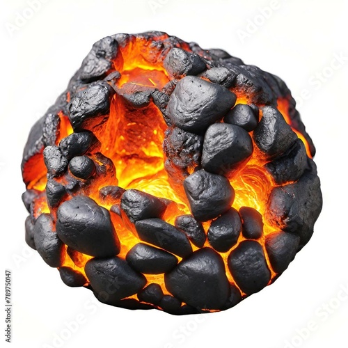 lava coal on a white background