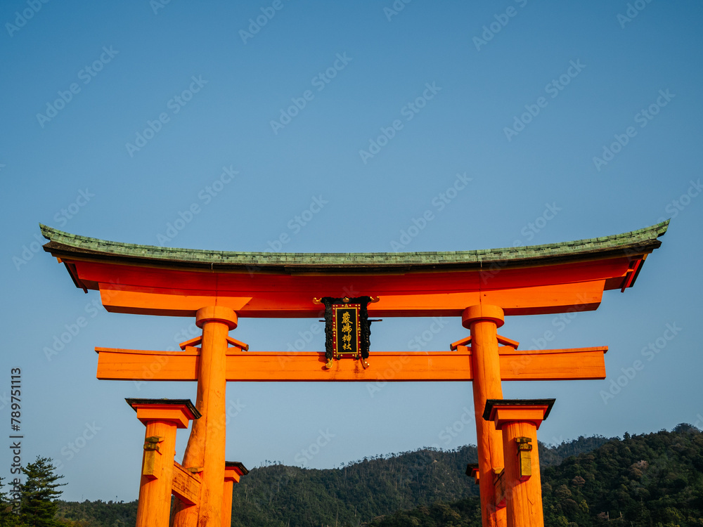 Detail of ancient japanese large orange torii gate Detail of ancient japanese large orange torii gate
