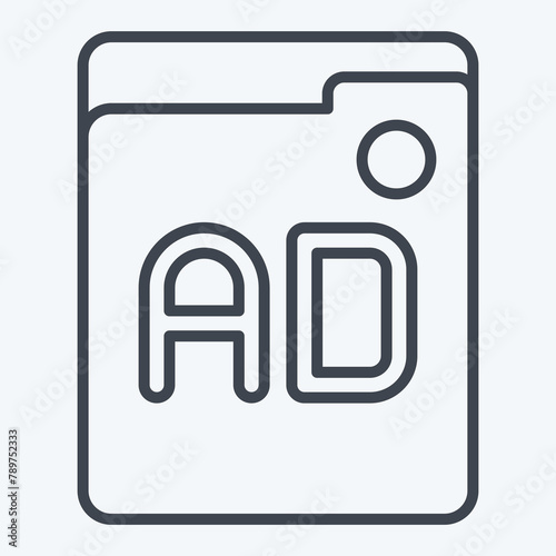 Icon Ads. related to Online Game symbol. line style. simple design illustration