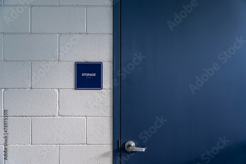 A blue door to an office photo