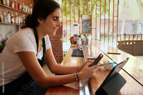 small business woman owner in her restaurant