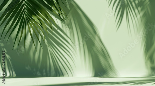 Modern 3D Render with Palm Leaf Shadow in Sunlit Ambiance
