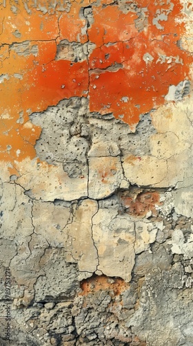 Close Up of Orange and White Painted Wall