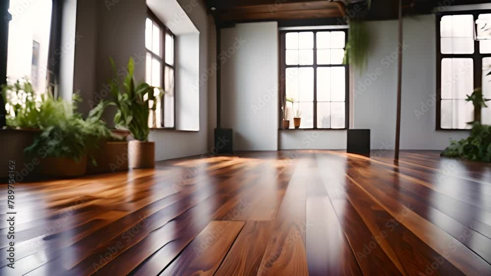 Spacious Room With Wooden Floors and Windows Generative AI Spacious Room With Wooden Floors and Windows Generative AI