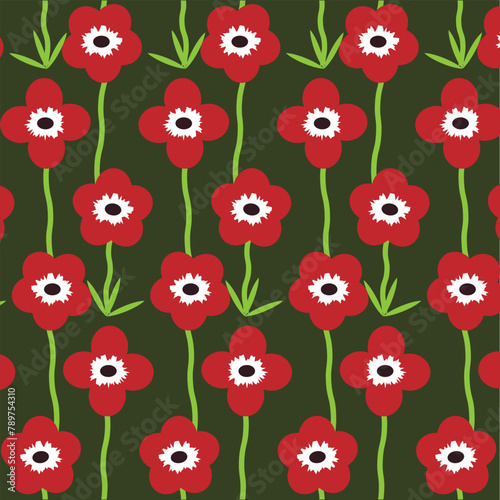 Art & Illustration anemone flower pattern.