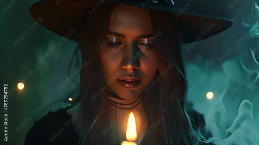 Mysterious Witch with Candle in Enchanted Night with Ai generated.
Mysterious Witch with Candle in Enchanted Night with Ai generated.