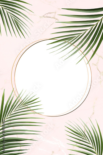 Wallpaper Mural Palm leaves with a gold frame design element Torontodigital.ca