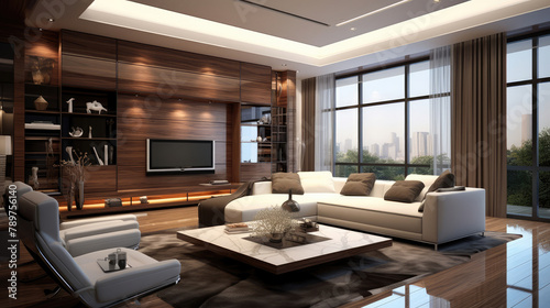 Interior design of modern living room. Generative AI