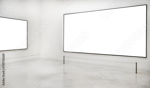 Blank mockup frame in art gallery transparent png