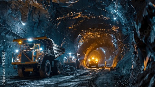 Miners Employ Sustainable Techniques in Gold Ore Excavation Deep Underground