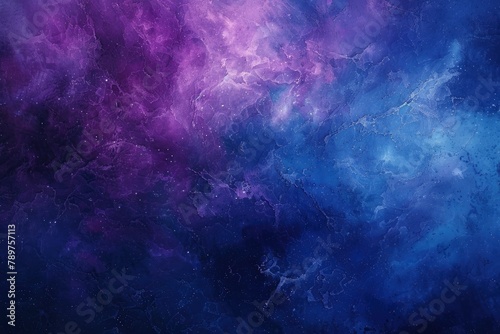 Vivid and richly textured abstract background featuring a cosmic blend of blue and purple shades, resembling a nebula or galaxy - generative ai © Nia™