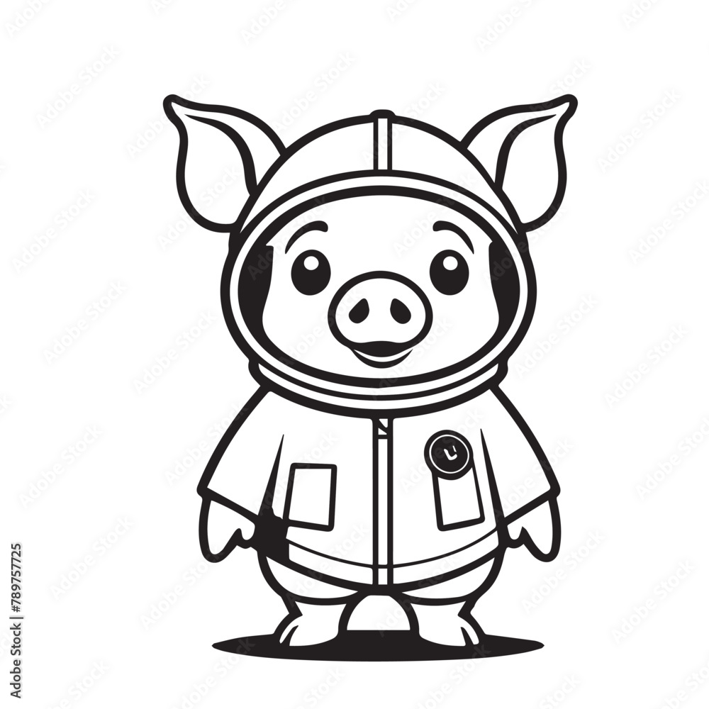 pig with hazmat outfit Illustrator Artwork pig with hazmat outfit Illustrator Artwork