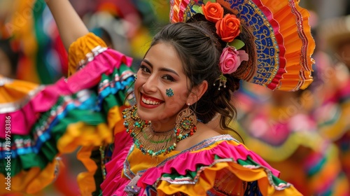 Mexican Dancers in Colorful Costumes at Basilica Square, Mexico City: Celebrating Cultural Heritage at Religious Festival