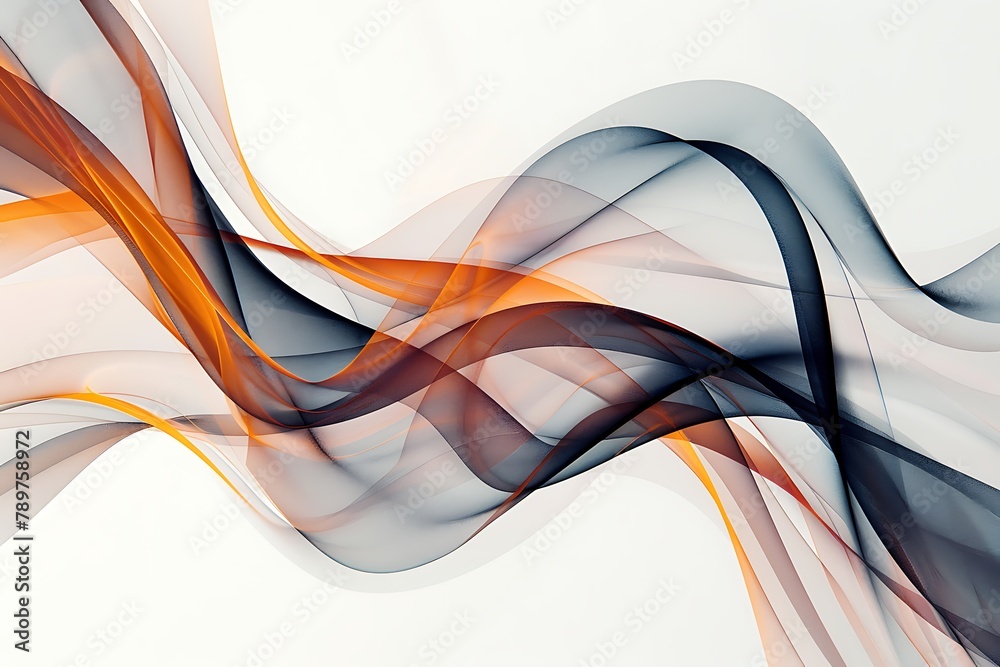 Fototapeta premium : A minimalist and abstract depiction of flowing lines, with a simple color scheme, set against a stark white background