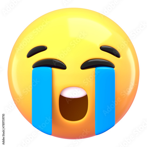 Canvas Print 3D emoticon png loud crying sticker, transparent background