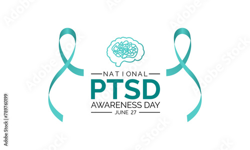 National PTSD Awareness Day in June 27. Its will be raised awareness of posttraumatic stress disorder. Background, poster, card, banner design. Vector EPS 10. © uazzal