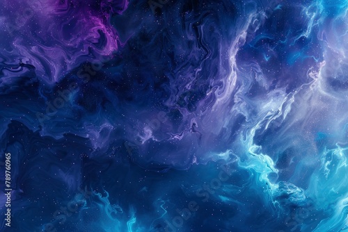 Vivid and richly textured abstract background featuring a cosmic blend of blue and purple shades, resembling a nebula or galaxy - generative ai