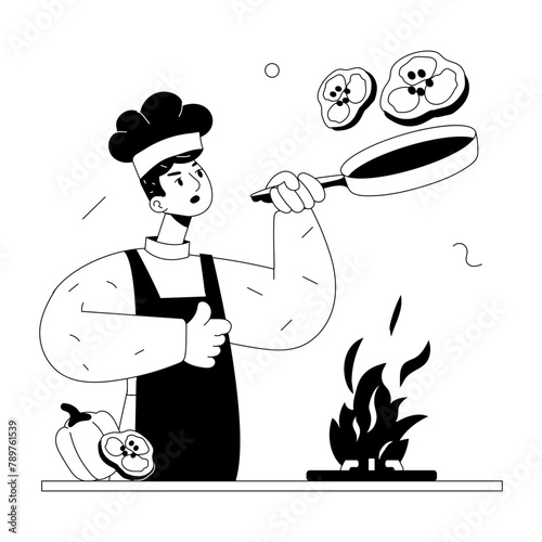 Check out doodle mini illustration of cooking skill 