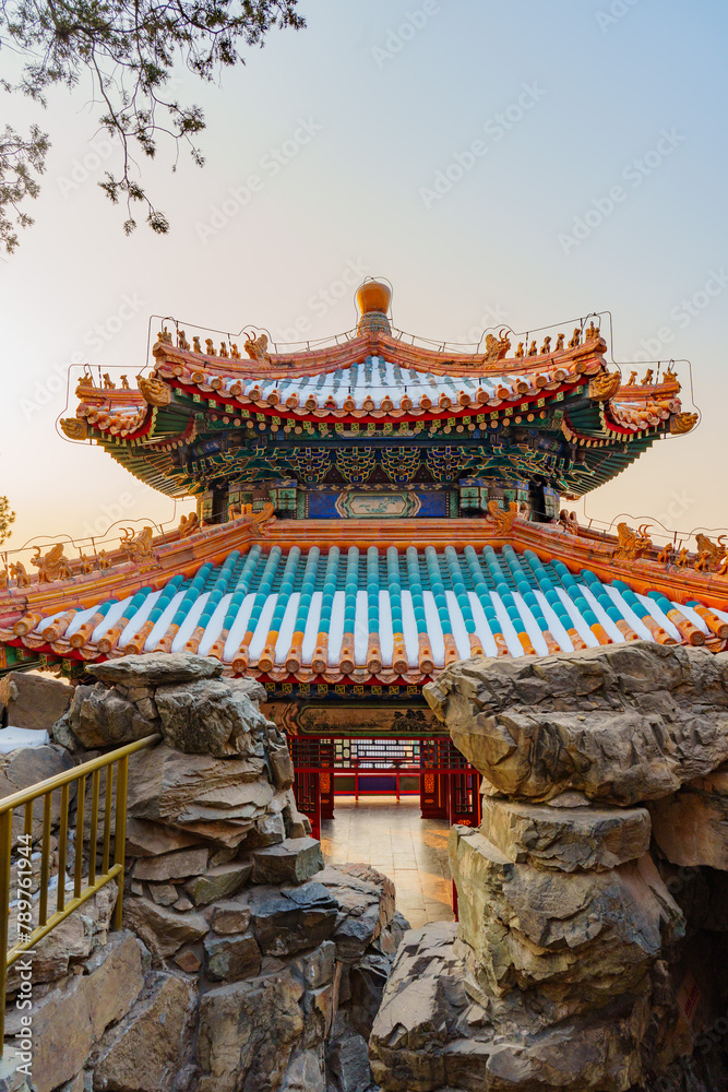 Naklejka premium Architectural Beauty of Ancient Building in Summer Palace, Beijing