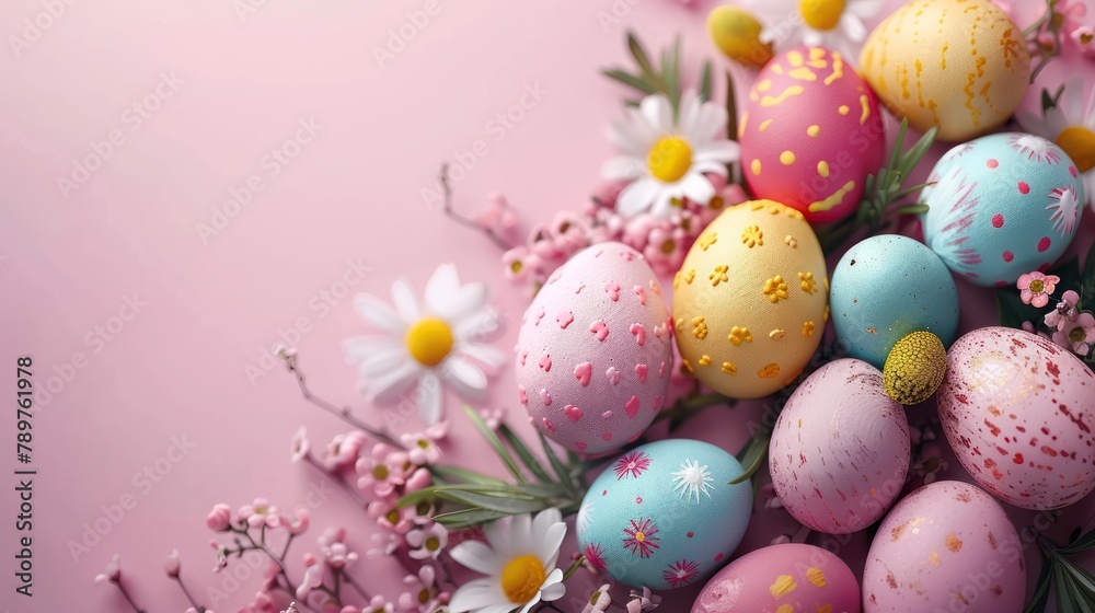 Joyful Easter Celebration with Vibrant Eggs Banner