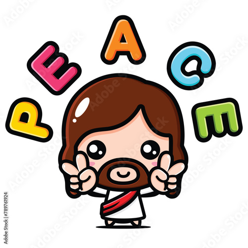 cute jesus peaceful finger pose