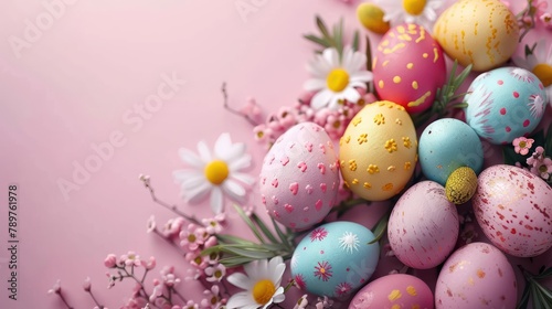 Joyful Easter Celebration with Vibrant Eggs Banner