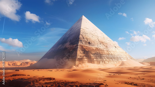 Majesty of History: Ancient Pyramid in Vast, Untouched Desert Landscape