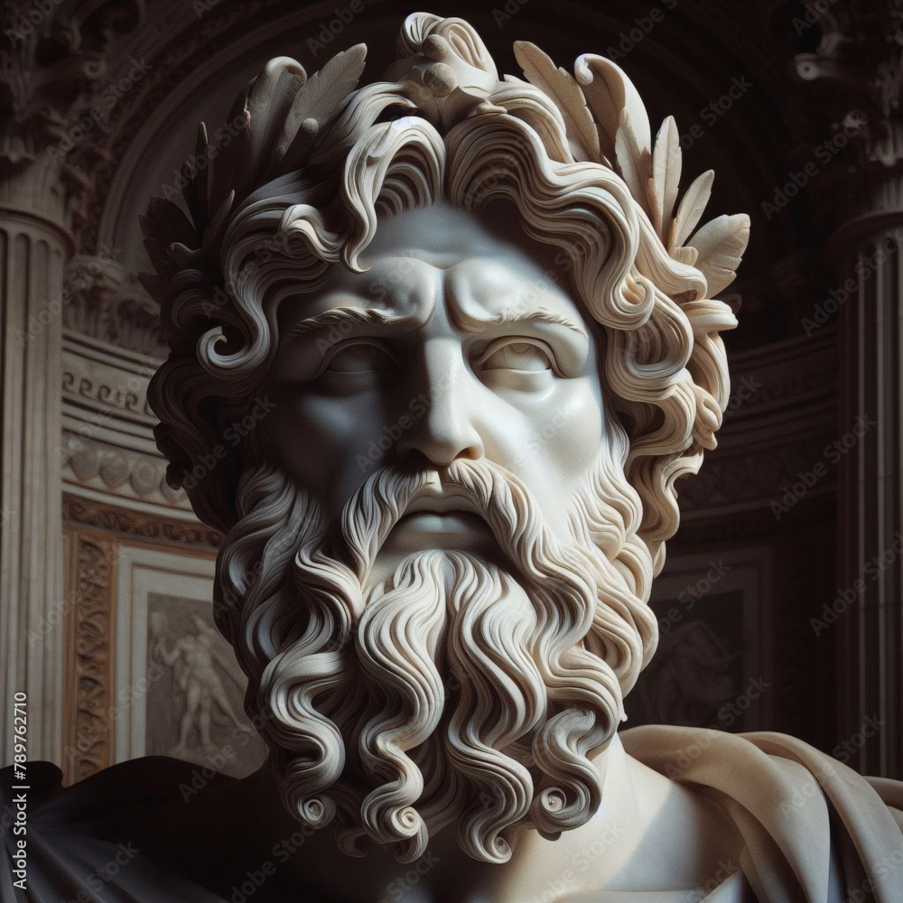 Illustration of a Renaissance statue of Zeus, king of the gods. god of ...