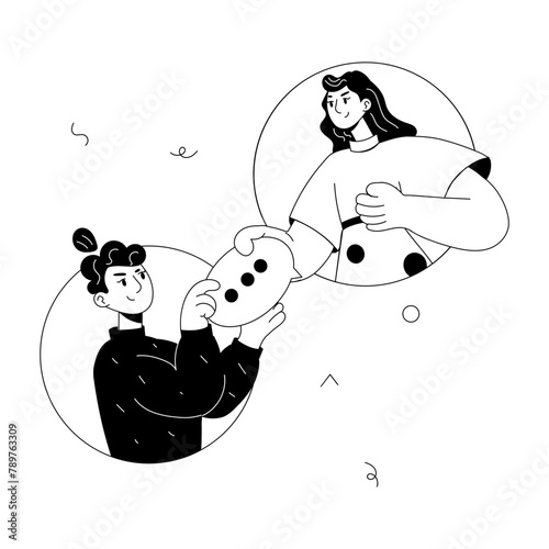 Premium doodle mini illustration of online communication 