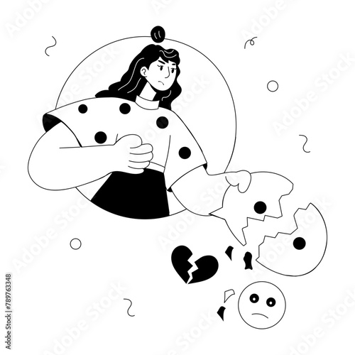 Get a doodle mini illustration of breakup text 