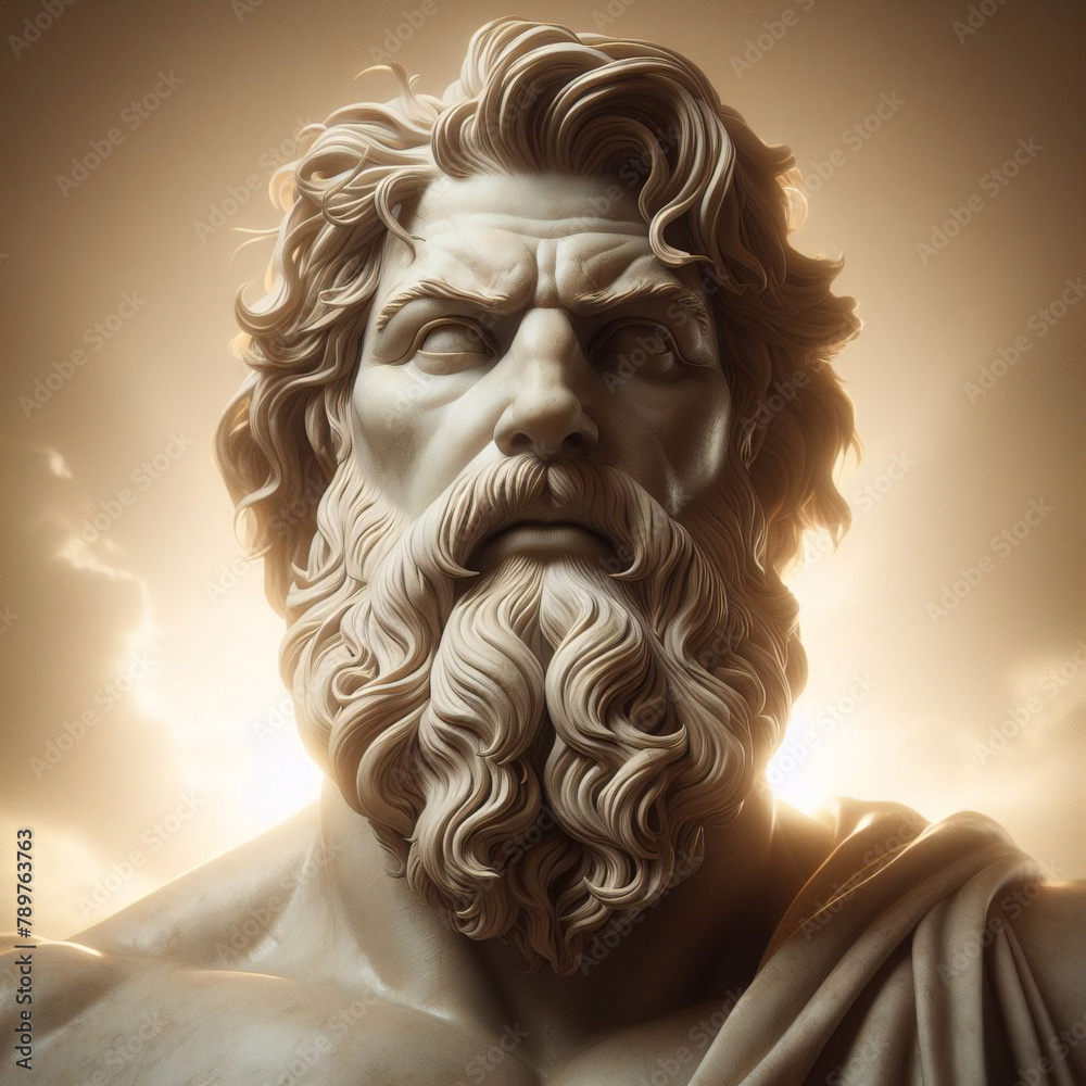 Illustration of a Renaissance statue of Zeus, king of the gods. god of ...