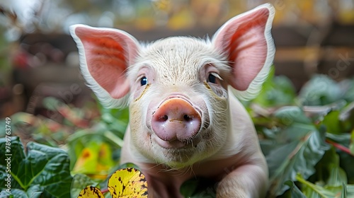Portrait of a Content Organic Piglet in Nature. Concept Nature, Piglet, Content, OrganicPortrait, Outdoor Photoshoot