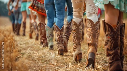 Country Line Dancers' Boots and Legs in Action photo