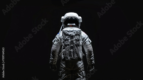 The outline of the astronaut on a black background gives the scene mystery and excitement, creating an impression of the scale and significance of the mission.