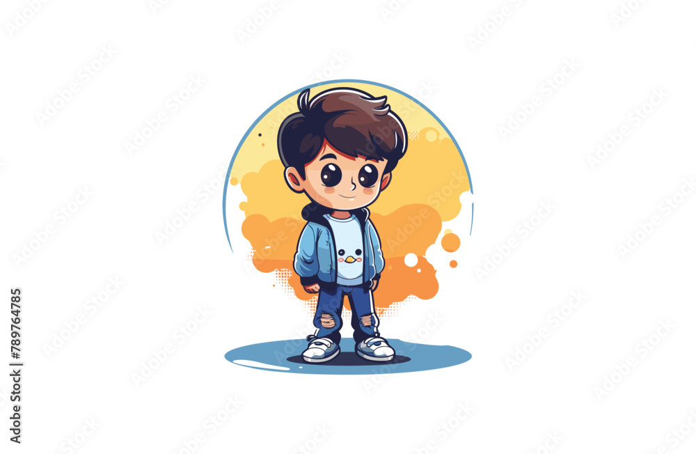 Cute boy Mascot Logo Style 