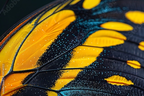 Butterfly Wing Macro. Macro shot of a Male Cairns Birdwing Butterfly . photo