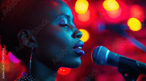 Confident Performer at Open Mic Night with Microphone