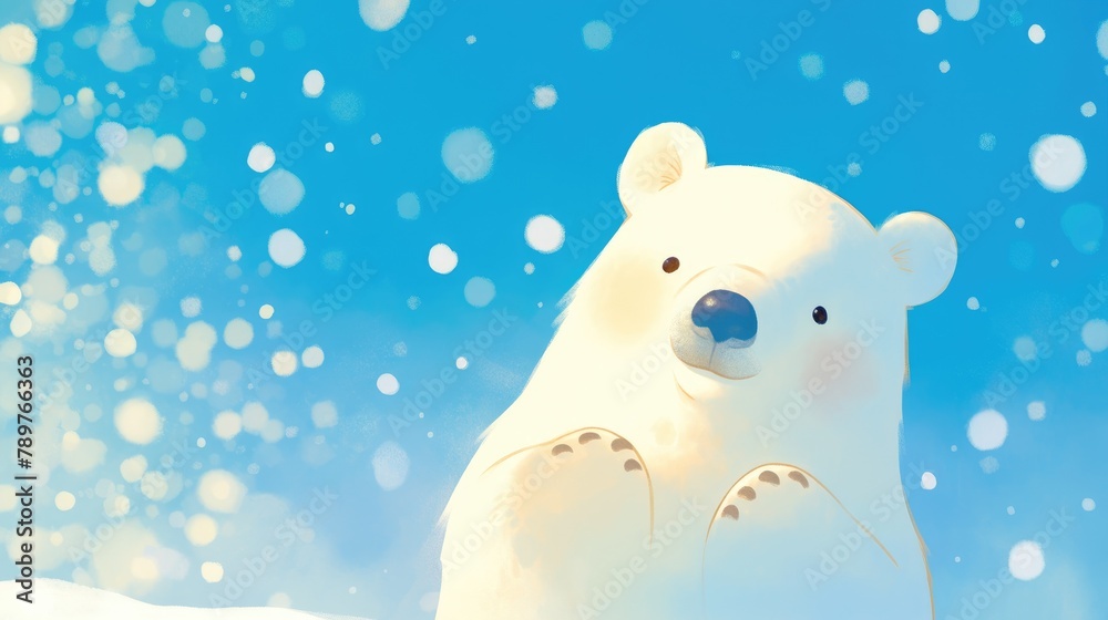 A charming illustration of a cute polar bear drawing A charming illustration of a cute polar bear drawing
