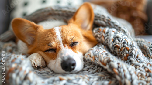Cute little dog corgi resting in bed © Agustin A
