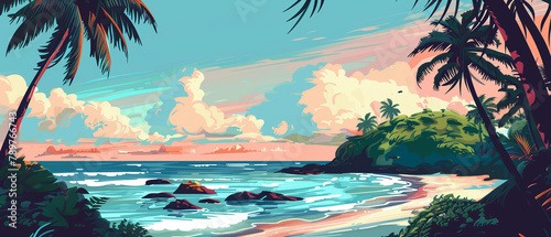 Tropical beach background with blue sky © Achmad