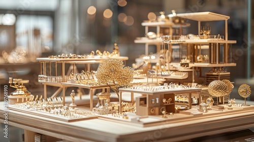 Intricate Golden Jewelry Workshop Model Showcasing Refined Craftsmanship and New Design