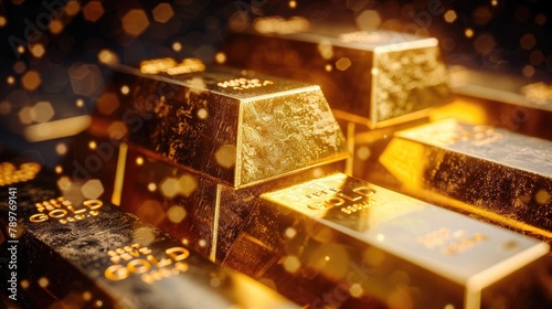 Stacks of Shimmering Golden Bullion Symbolizing National Wealth and Financial Stability