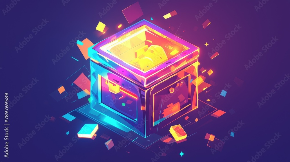 Icon of a colorful money box in a 2d format