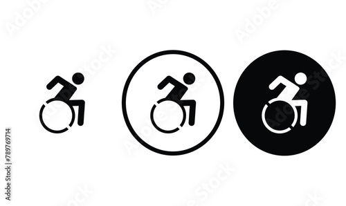 icon wheelchair black outline for web site design 
and mobile dark mode apps 
Vector illustration on a white background