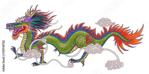 Traditional Chinese dragon png sticker  transparent background