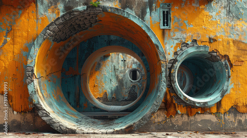 Amidst the urban landscape  dimensionhopping street art adorns the walls of buildings  each piece a portal to a different dimension  where reality bends and shifts in mesmerizing ways