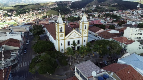 Aerial view of Nossa Senhora da Conceição Church in the historic center of the city - Cunha, São Paulo, Brazil photo