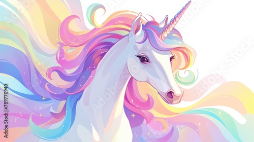 A captivating 2d illustration of a majestic unicorn icon